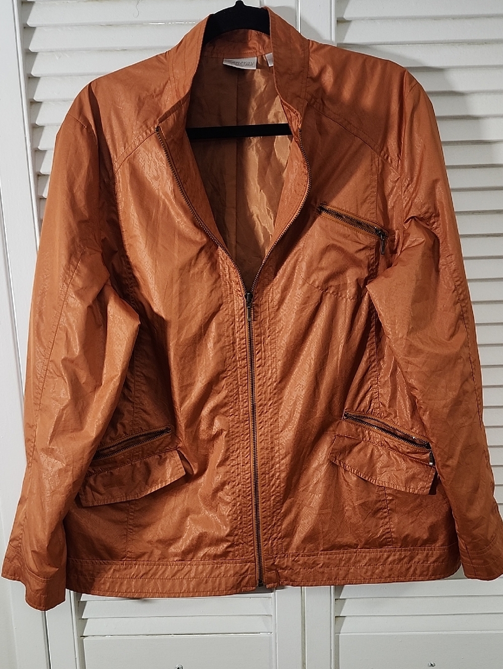 Chico's Copper Orange Lightweight Zip-Up Utility Jacket